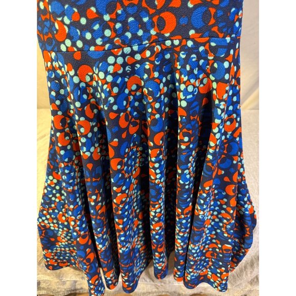 Lularoe Womens Amelia Fit & Flare Dress Plus Size 3X 3XL Fun Blue Pattern Midi - Picture 3 of 3